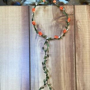 Floral Orange and Green Headpiece